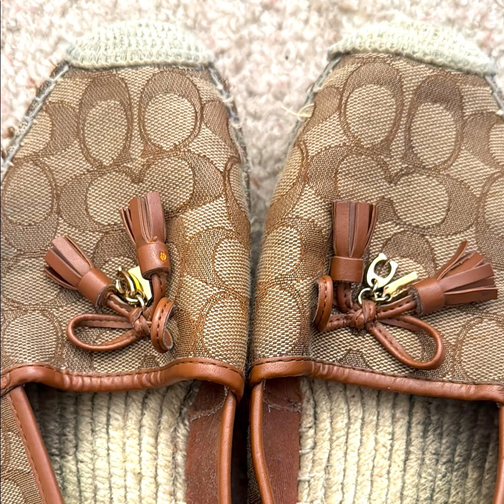 Coach Tan and Brown Monogram Espadrilles